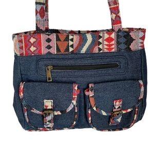Canyon Sky Southwestern Shoulder Bag Blue Denim Boho Purse